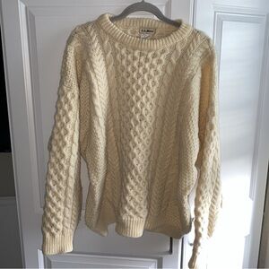 L.L. Bean Women's Ivory Cable Knit Sweater Size L